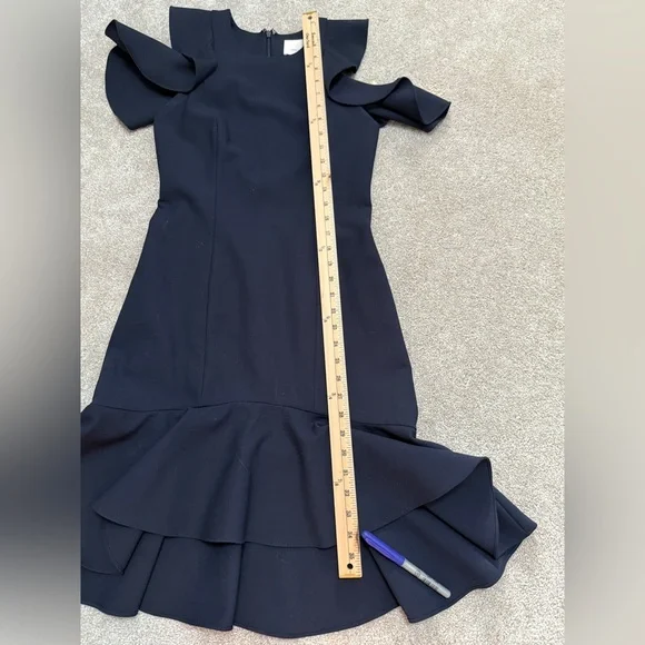 Cinq a Sept Elegant Navy Dress with Ruffle Detailing | size 4 | EUC - Picture 9 of 12